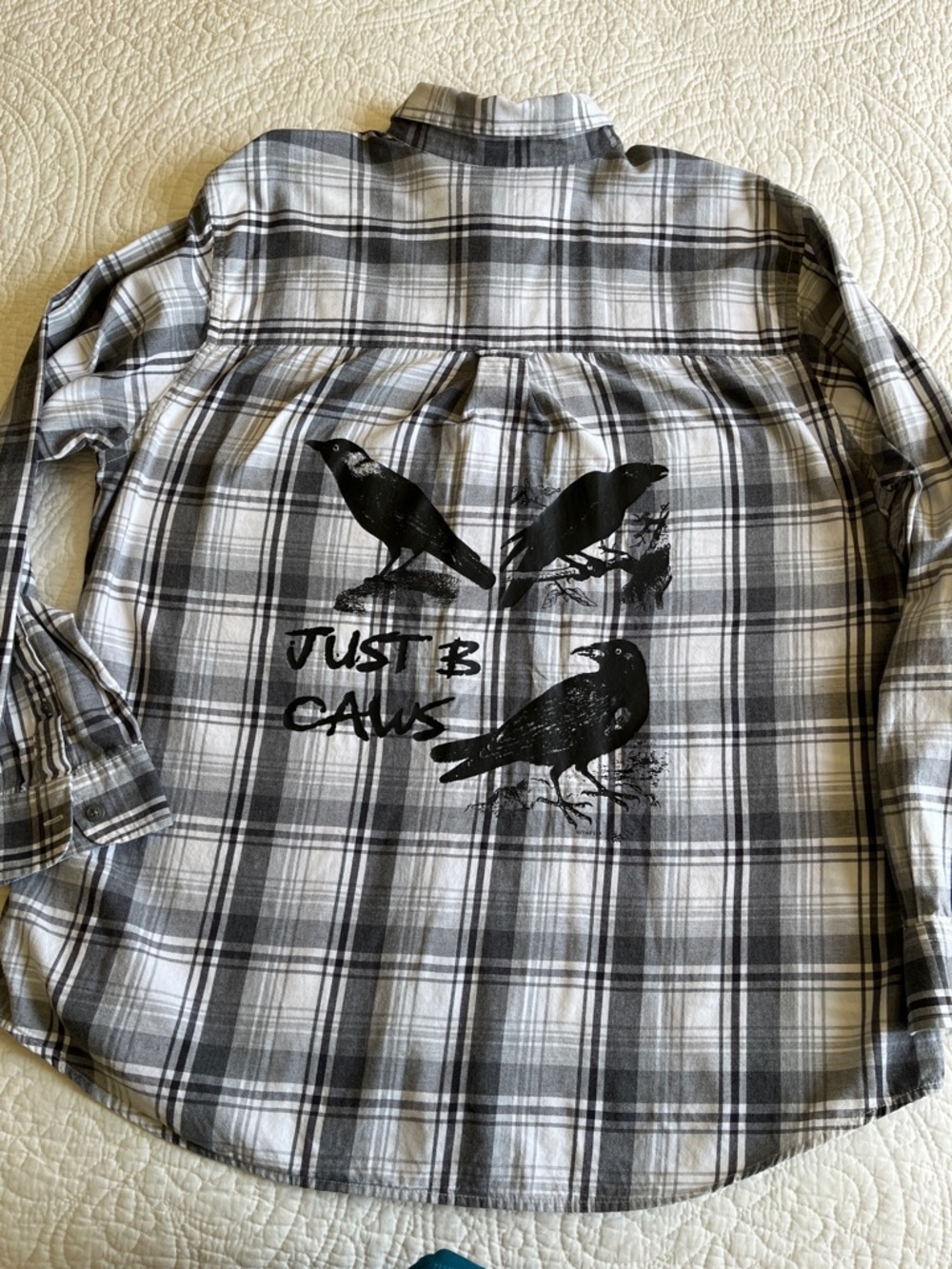 Chaps Cotton Button Down Shirt Long Sleeve Men's XL Gray Plaid Crows Classic